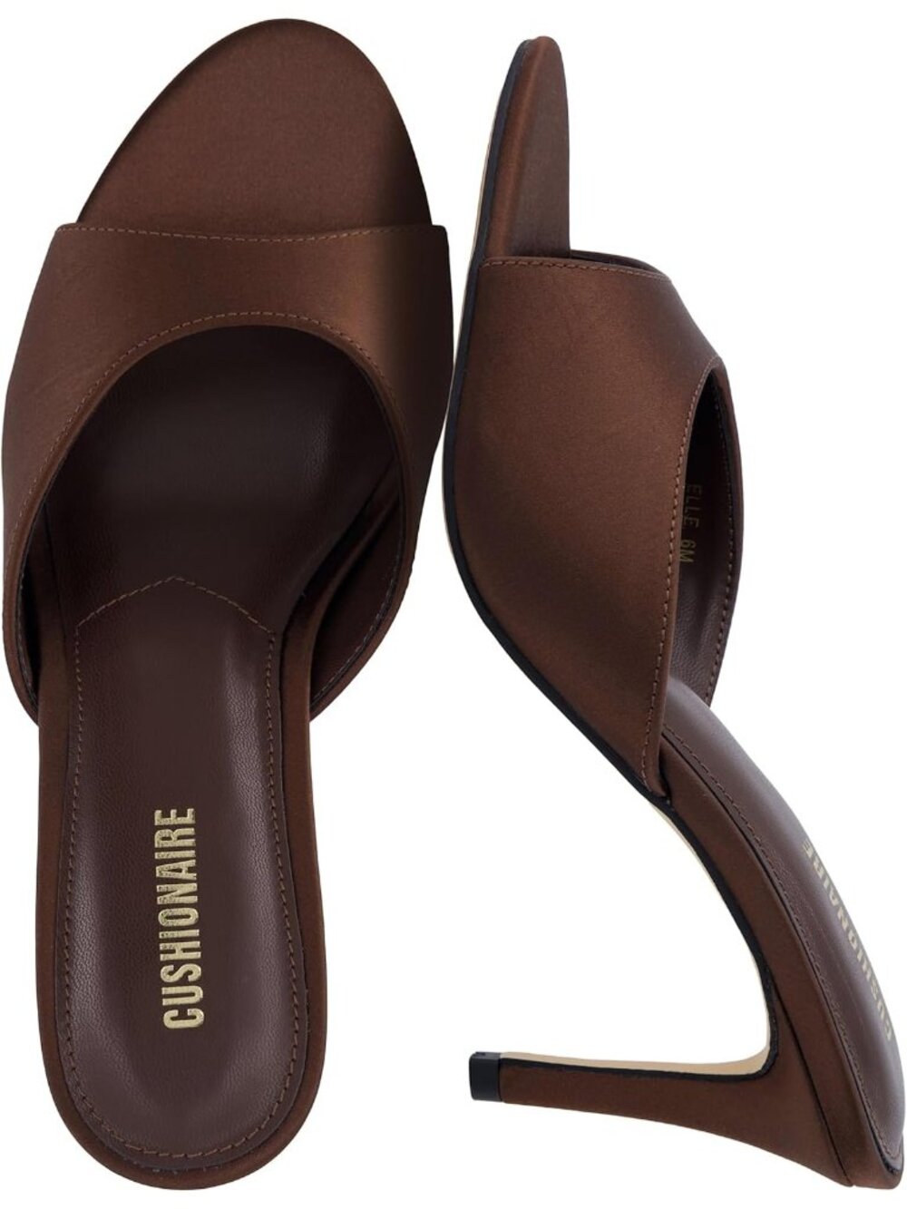 Women's Brown 1 Sandal Open Toe Heeled Mule with Cushioned Memory and Stiletto
